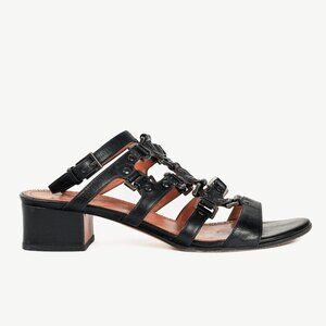 Alaia Black Leather Strappy Studded Sandals